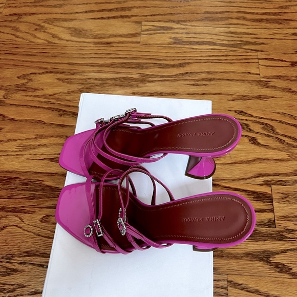 Amina Muaddi Robyn Strappy Patent Leather Sandals
Pink in 41 - Picture 4 of 8